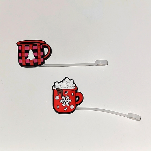 Holiday Silicone Straw Caps Set of 2 - Picture 1 of 3